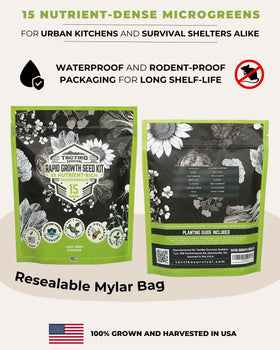 Tactiko Survival waterproof Mylar seed pouch protects seeds from moisture.