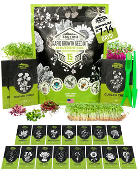 Tactiko Survival rapid growth seed kit ready for indoor sprouting of microgreens.