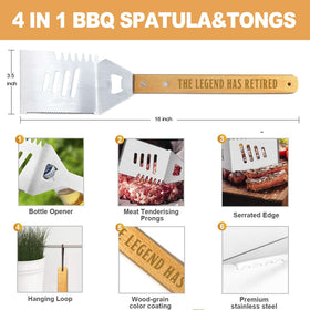 Taesun heavy-duty stainless steel tools emphasize rust-resistant performance for campsite and backyard grilling.