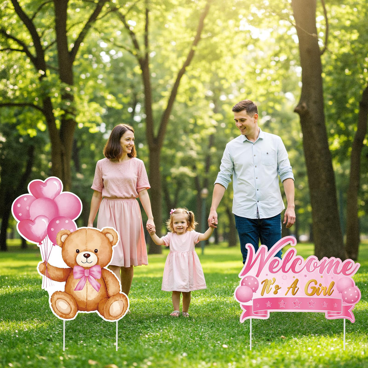 TagreSpike baby girl announcement decor yard sign features cheerful design.
