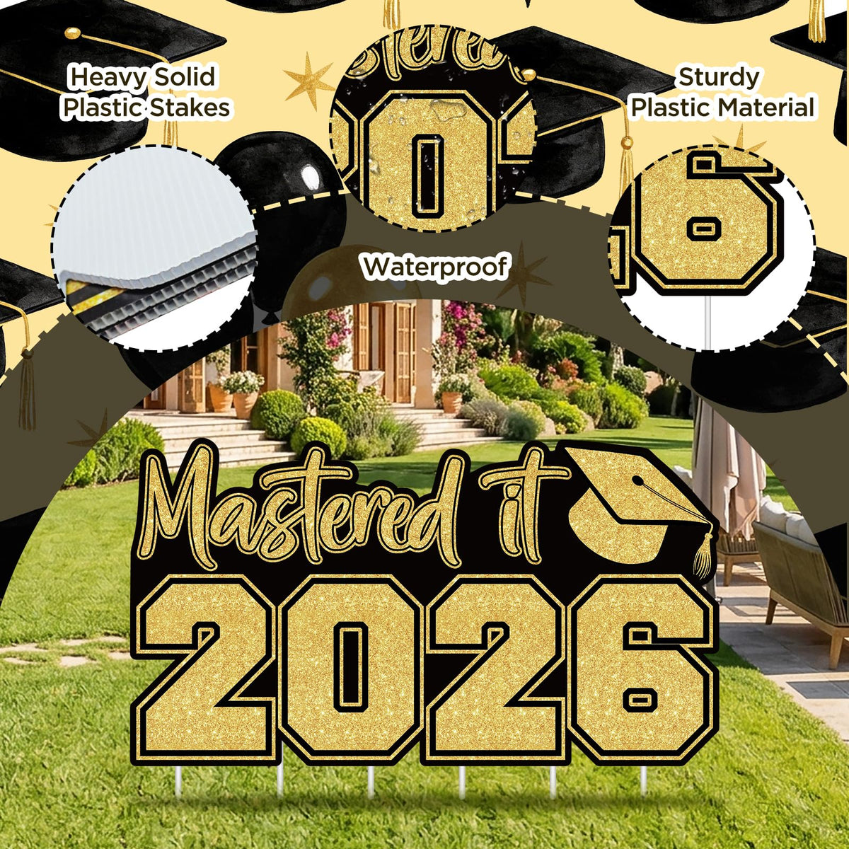 TagreSpike Mastered It 2026 Yard Sign includes PVC boards for quick assembly