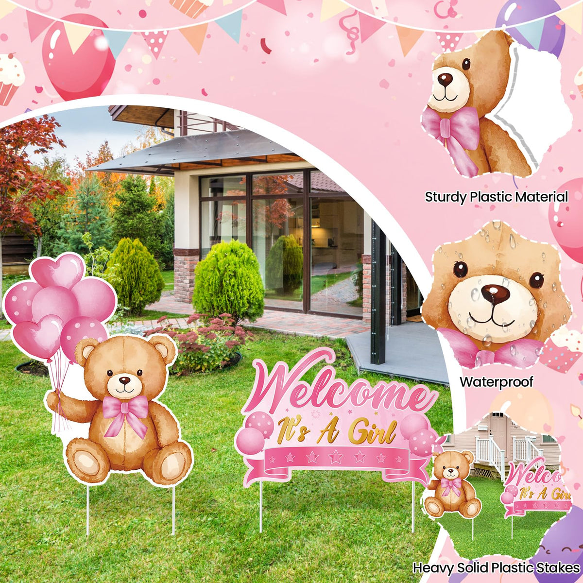 TagreSpike outdoor baby shower yard signs set enhances curb appeal.
