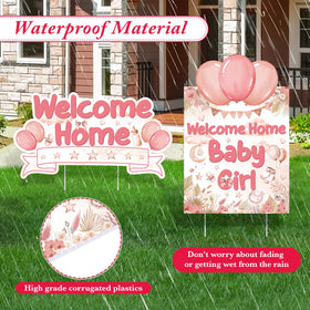 TagreSpike Welcome Home Baby Girl yard sign with stakes ready.