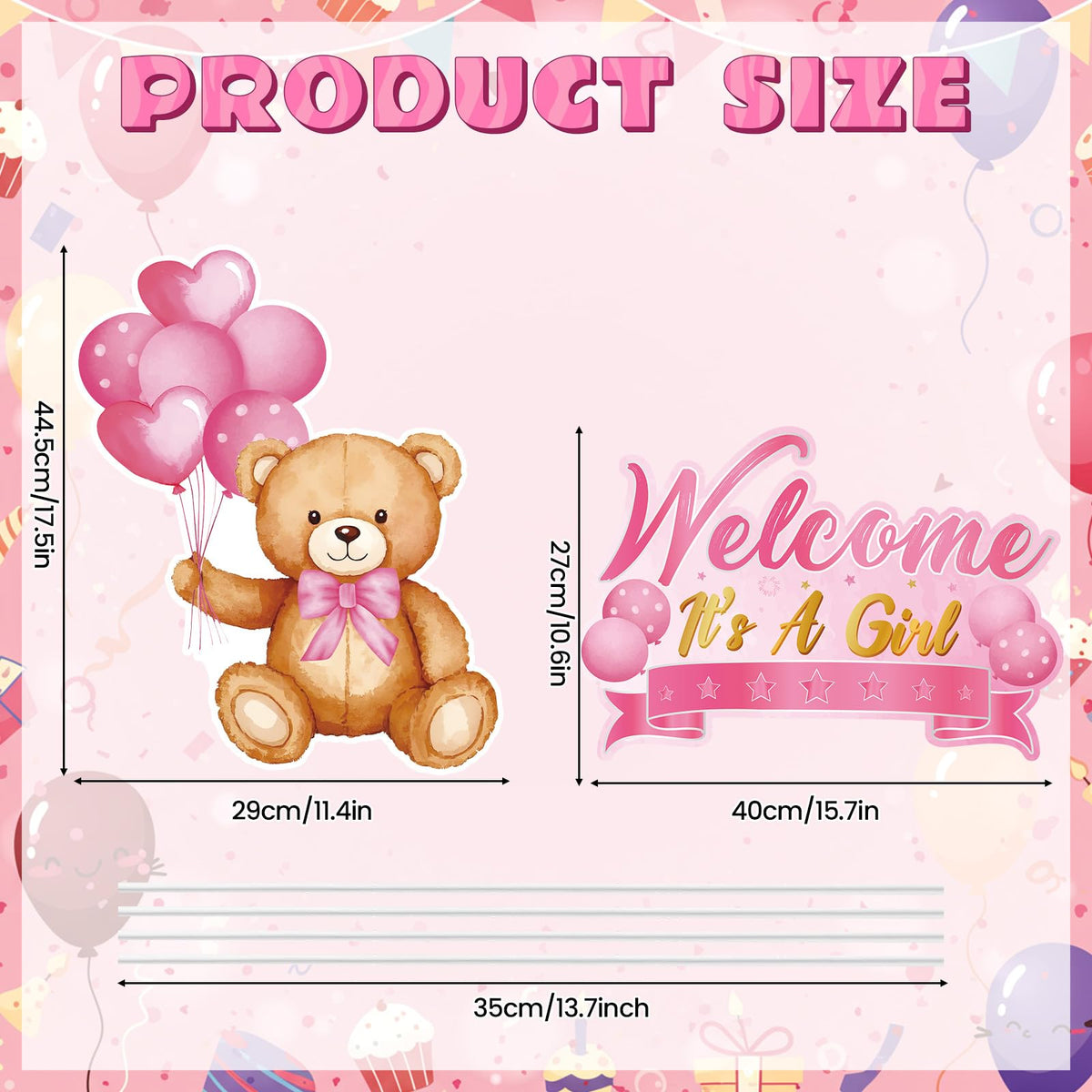 TagreSpike welcome its a girl yard sign with stakes for front yard display.