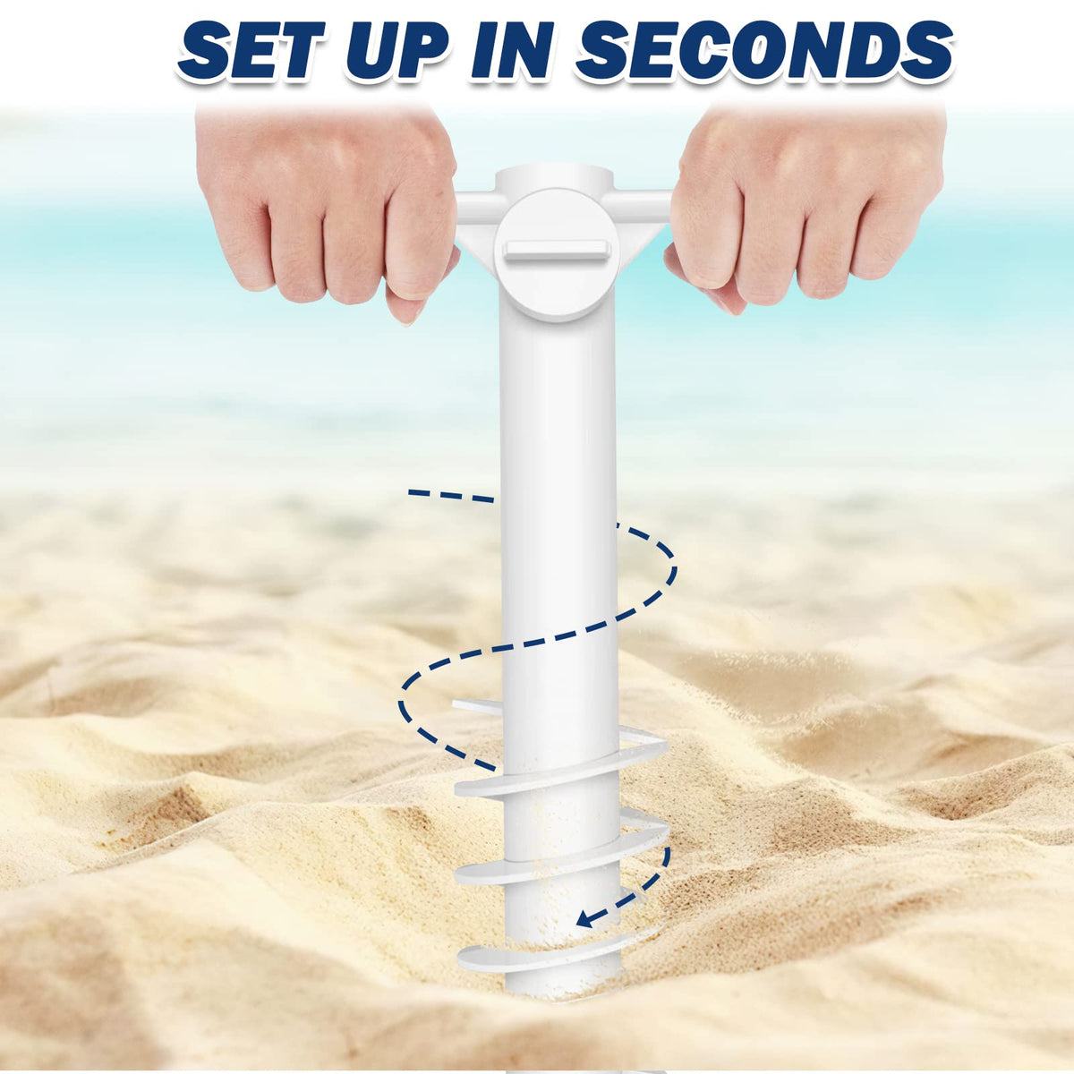 TAGVO umbrella hooks two-pack keep towels and bags within reach at the shore.