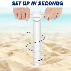 TAGVO umbrella hooks two-pack keep towels and bags within reach at the shore.