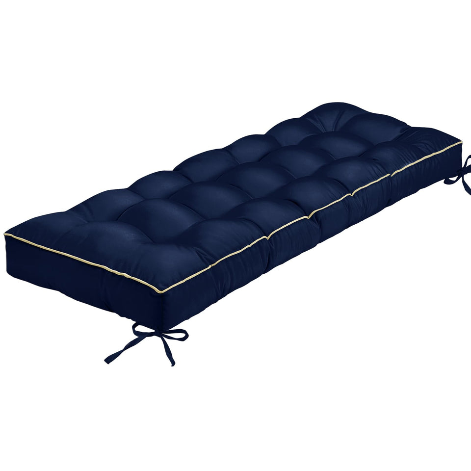 TaiBest blue tufted outdoor bench cushion adds plush support to your garden seating.
