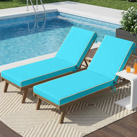 TaiBest teal outdoor chaise cushion on a lounge chair, weather-resistant and comfortable