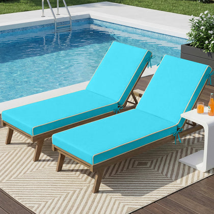 TaiBest teal outdoor chaise cushion on a lounge chair, weather-resistant and comfortable