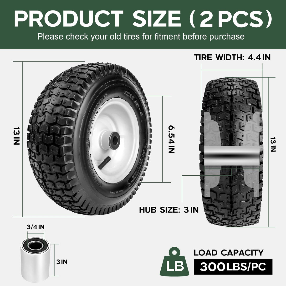 Taifa 13-inch air wheel side view showing solid rubber and steel rim.