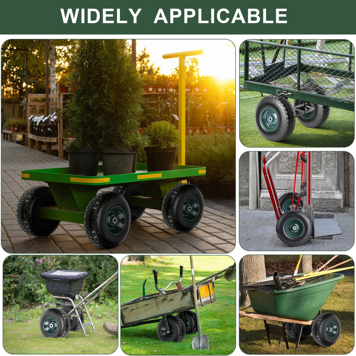 Taifa wheel used on a garden cart for outdoor tasks