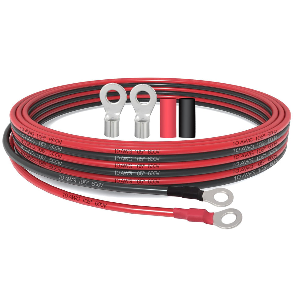 Taigoehua 11ft 10AWG red positive battery cable for secure DC connections