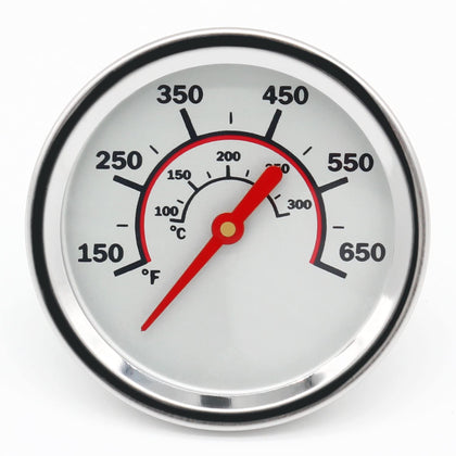 Tailgriller 1.85-inch lid thermometer face with clear night readings.