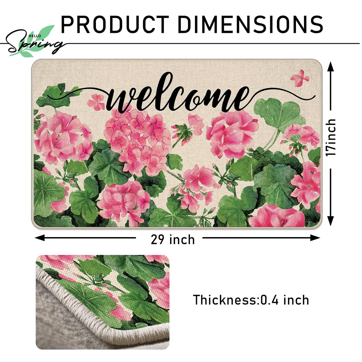 Tailus pink floral doormat for indoor outdoor use with stylish, dustproof appeal.