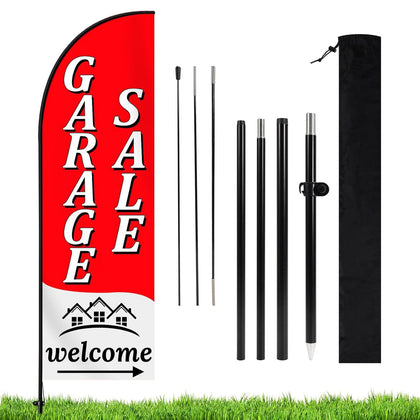 TAINAT garage sale sign flag outdoors with vibrant visibility to attract passersby.