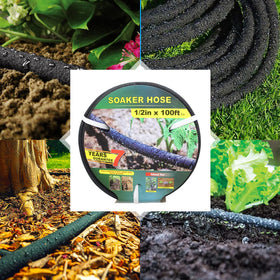 Taisia 1/2-inch soaker hose features crack resistance and UV stabilization.