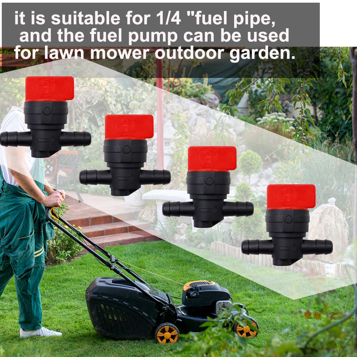 Taiss black and red valve housing ready for lawn mower use.