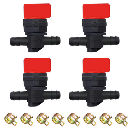 Taiss quarter-inch fuel shutoff valve 4-pack for small engines.