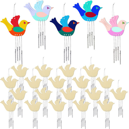 Taiyin bird wind chime wooden piece enhances outdoor decor with natural wood grain.