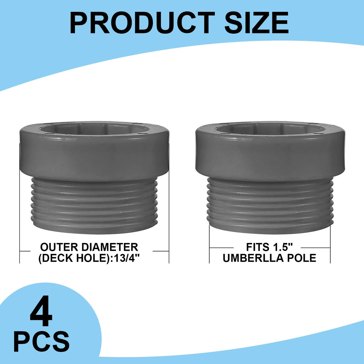 Taiyin threaded adapter sleeve fits 1.5-inch ID for quick installation.