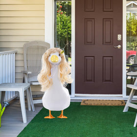 TAKEALOOKO porch goose wig light blonde wavy offers playful outdoor accents