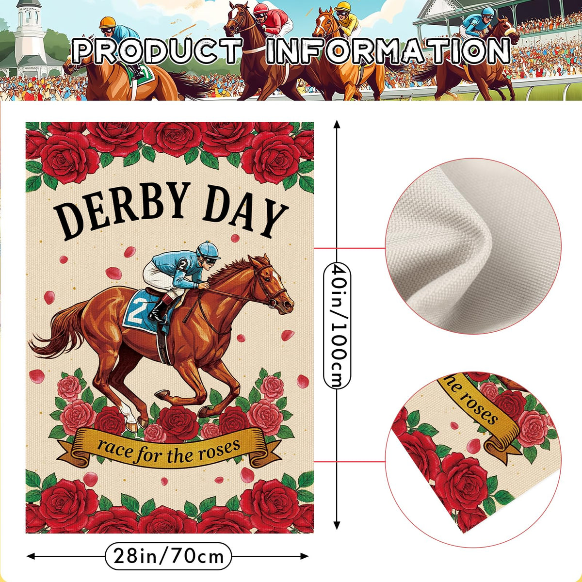 Takealooko Race for the Roses flag, visible from any angle for eye-catching yard decor.