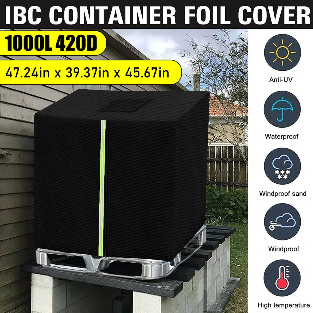 Takuoo IBC tote cover offers easy access while maintaining full tank protection