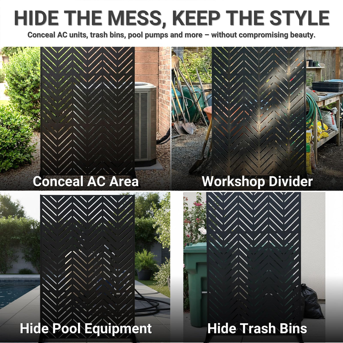 TALLYVER chevron-pattern panel highlighting stylish backyard boundary