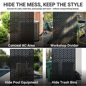 TALLYVER chevron-pattern panel highlighting stylish backyard boundary