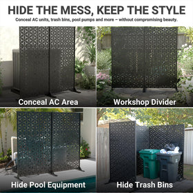 TALLYVER deck privacy screen setup shows quick secure installation without digging.