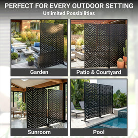 TALLYVER weatherproof panel stands as a versatile patio divider
