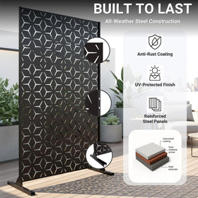 TALLYVER freestanding privacy screen with feet enables easy, tool free patio placement.
