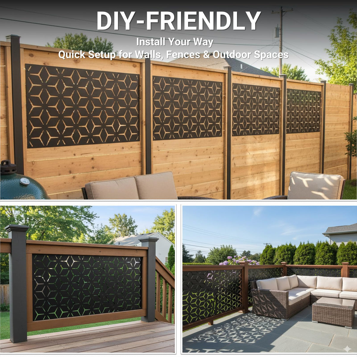 TALLYVER geometric design privacy screen blends style with function on decks.