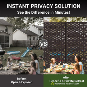 TALLYVER privacy screen divider in garden creates intimate spaces while preserving airflow.