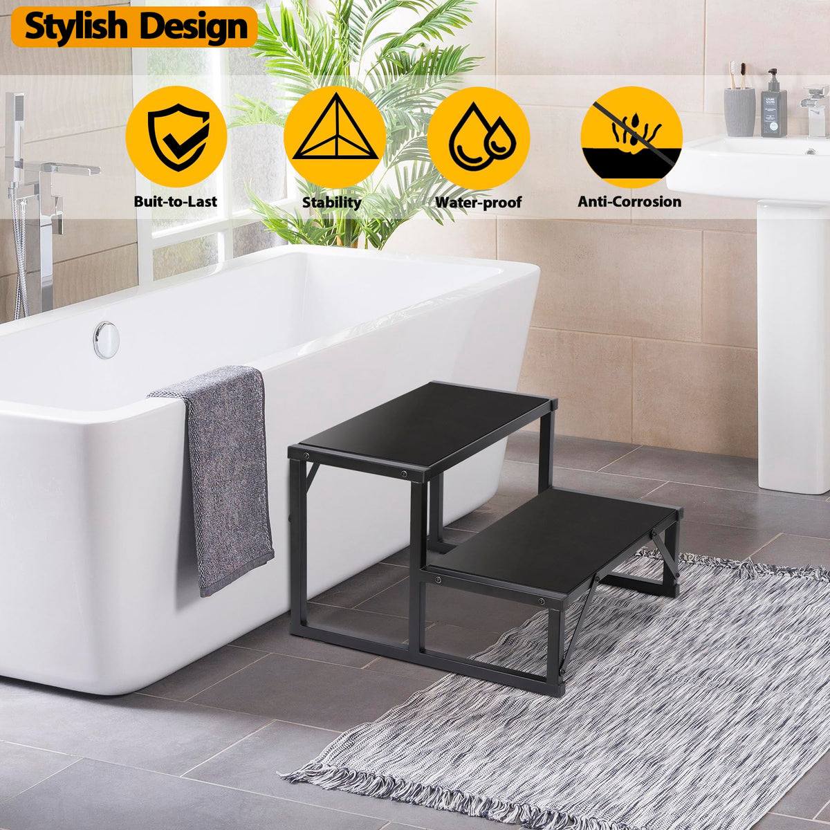 Talustool 2-step stairs 24inch provides easy, stable spa or pool access.