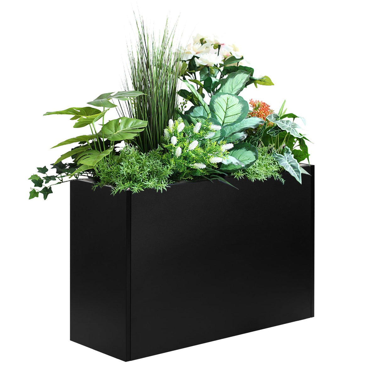 Talustool heavy-duty planter box front view in rust-resistant steel for outdoor durability.