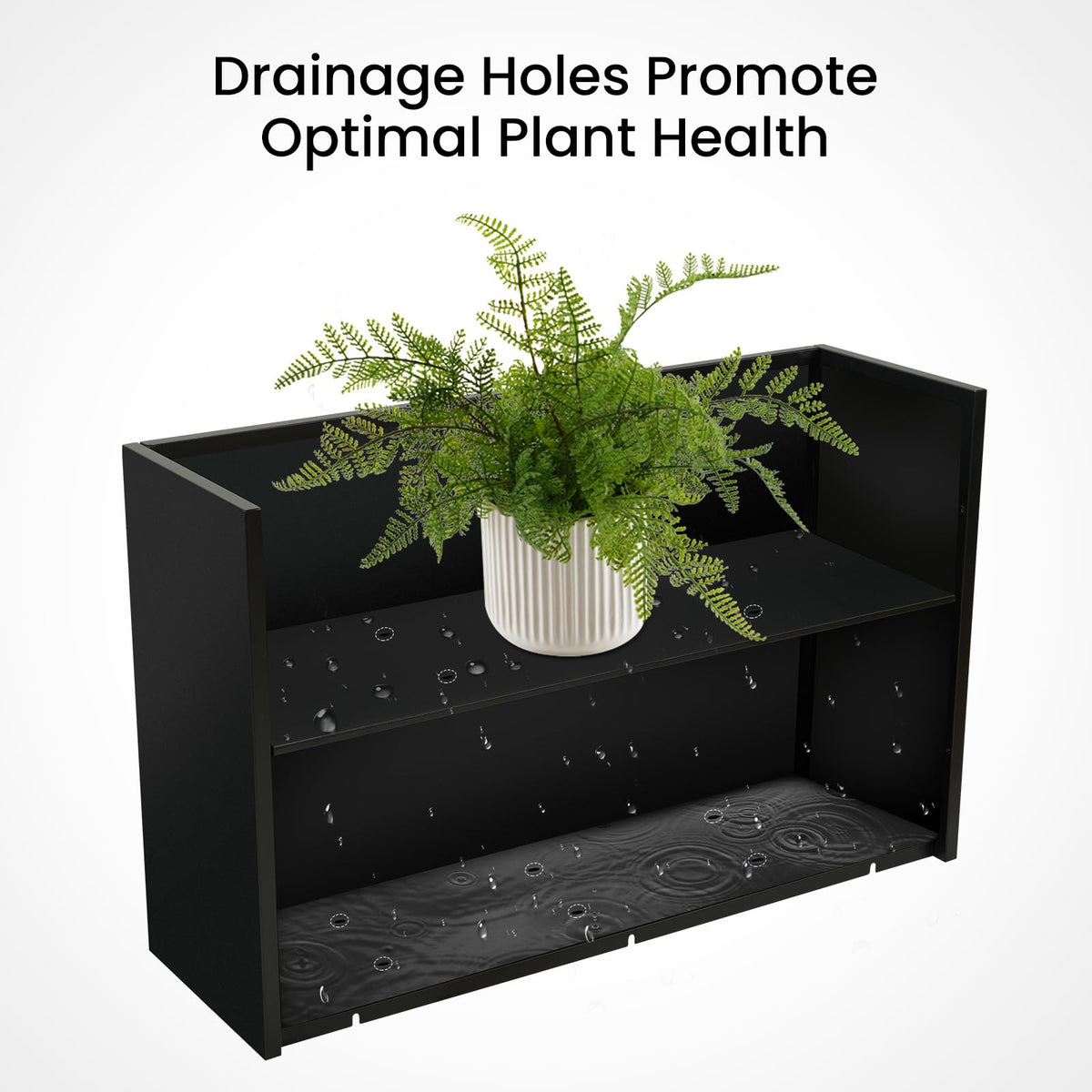 Talustool sturdy black planter emphasizing weatherproof, deformation-resistant design.