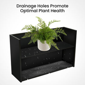 Talustool sturdy black planter emphasizing weatherproof, deformation-resistant design.