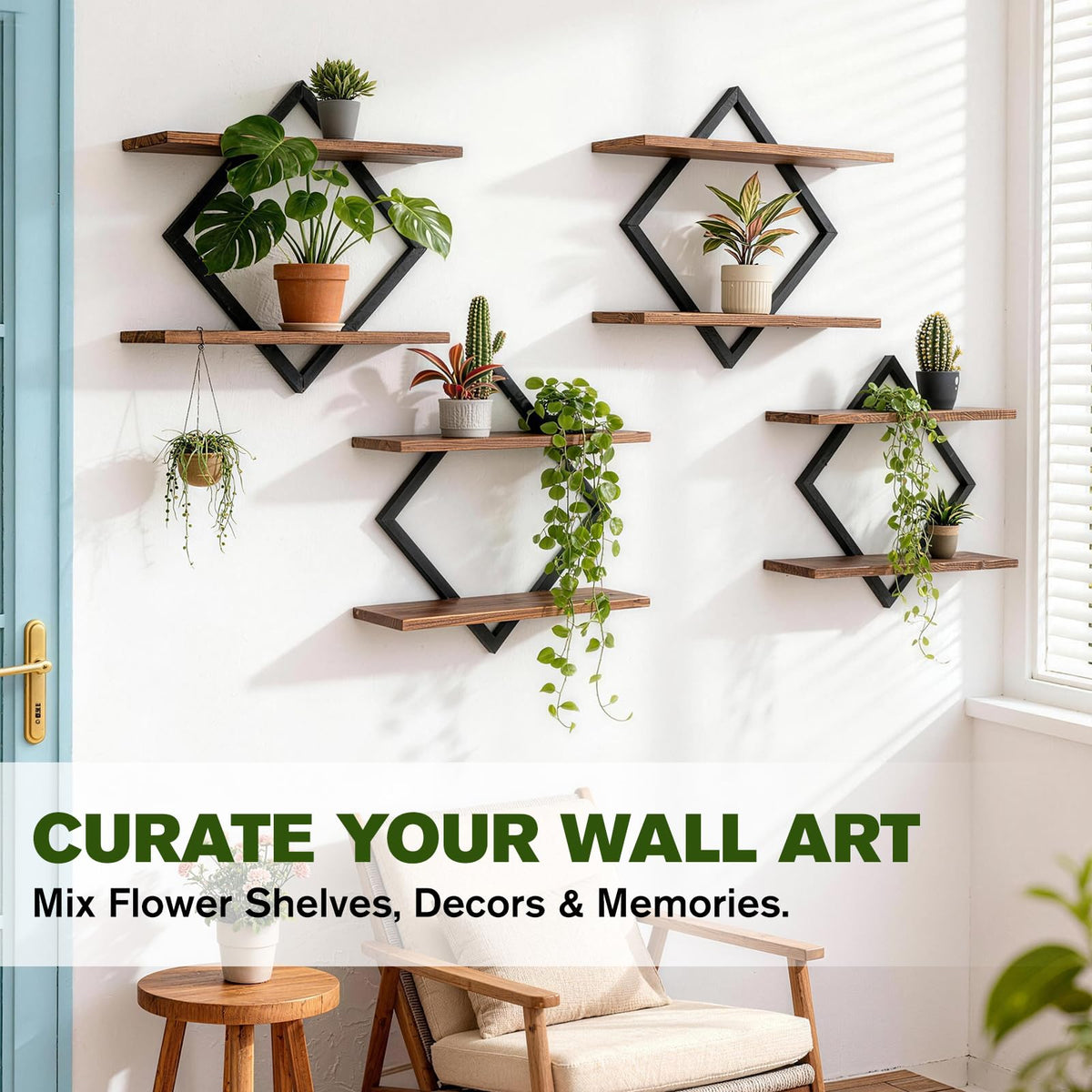 TALVADI living room plant decor enhances greenery while keeping walls organized