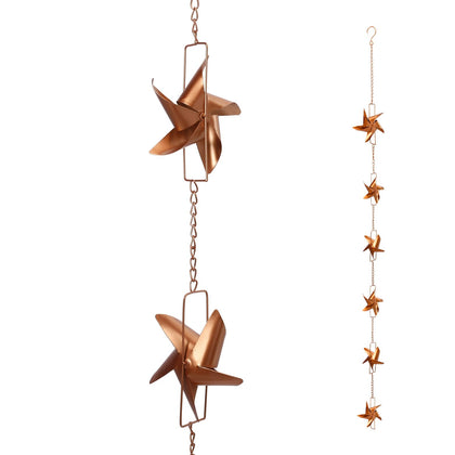 Taman rain chain 6ft windmill cups guides rainwater gracefully for a stylish garden feature.