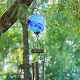 Taman wind chime glows at night with gentle light