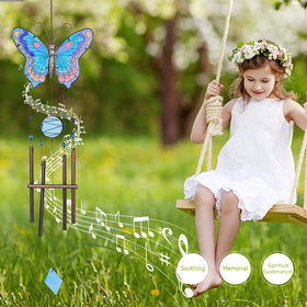 Taman wind chimes glass butterfly pattern enhances outdoor visual appeal and charm