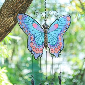 Taman wind chimes polished vs frosted wings create elegant contrast for garden decor