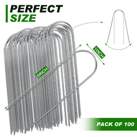 Tandefio 100-pack galvanized stakes for durable, rust-resistant garden support.