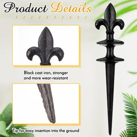 Tandefio antique black finish stake guiding water lines near plants.