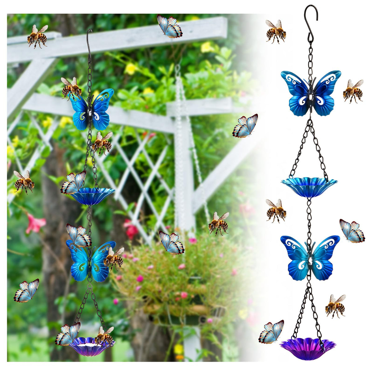 Tandefio Bee Watering Station with butterfly design attracts pollinators to your garden