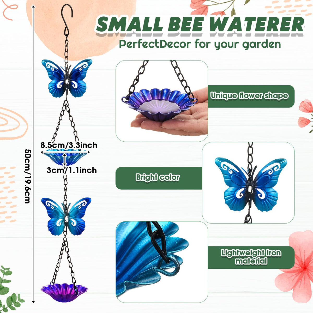 Tandefio hanging bee bath adds color and charm to outdoor spaces