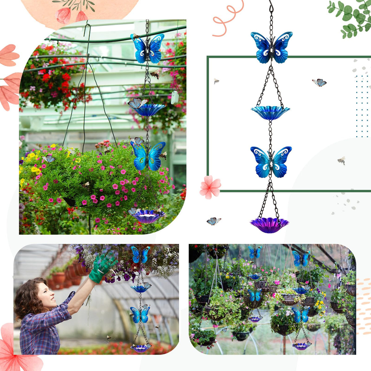 Tandefio butterfly water station with flower base enhances yard decor