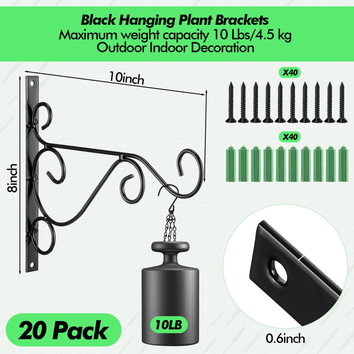 Tandefio iron wall hanger close-up with sleek black finish for elegant spaces.