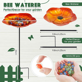 Tandefio Vivid Flower includes 30 glass marbles to cushion resting bees while drinking.